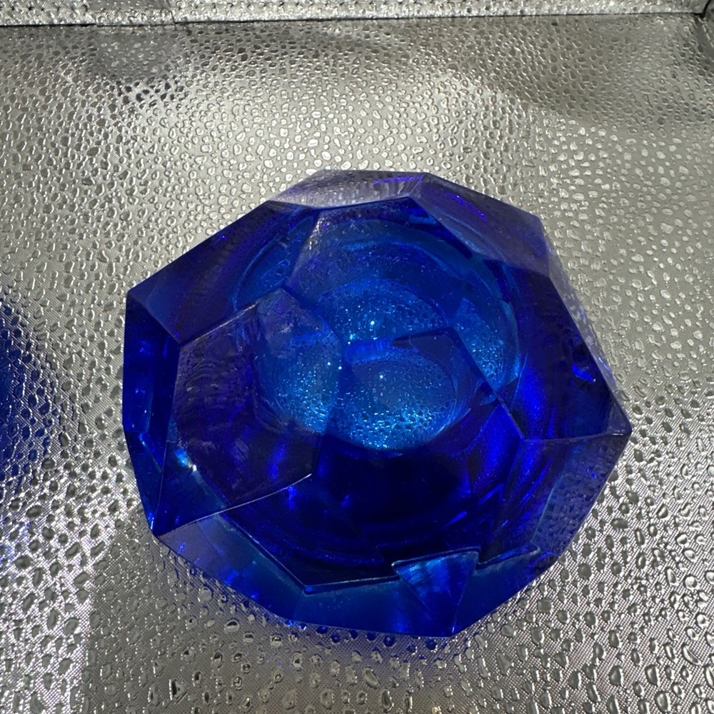 Royal Gallery Italy Blue Crystal Candle Holders 4” - Picture 7 of 13
